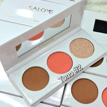 TRIO BLUSH CONTOUR E ILUMINADOR SALOME
