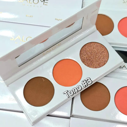 TRIO BLUSH CONTOUR E ILUMINADOR SALOME